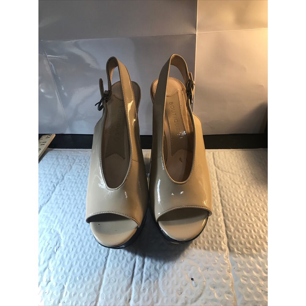BOUTIUE 9 Nude Slingback Shoes Women's  10 M Heels 5.5"
